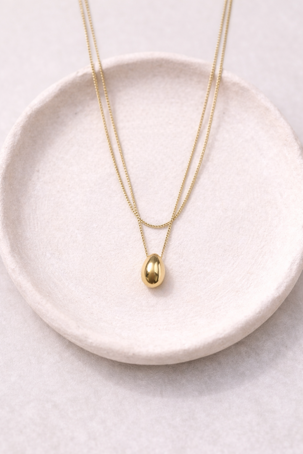 18kt Gold Polish Layered Chain Necklace with Droplet Pendant Anti-Tarnish & Anti-Allergic for Girls