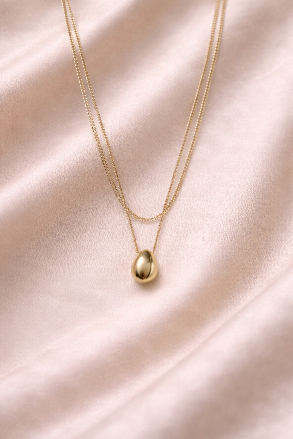 18kt Gold Polish Layered Chain Necklace with Droplet Pendant Anti-Tarnish & Anti-Allergic for Girls