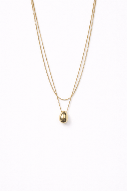 18kt gold polish layered chain necklace with droplet pendant anti tranish anti allergic for girls