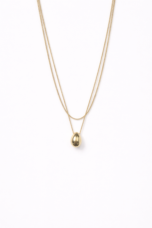 Layered Chain Necklace with Droplet Pendant for Women – 18K Gold Plated