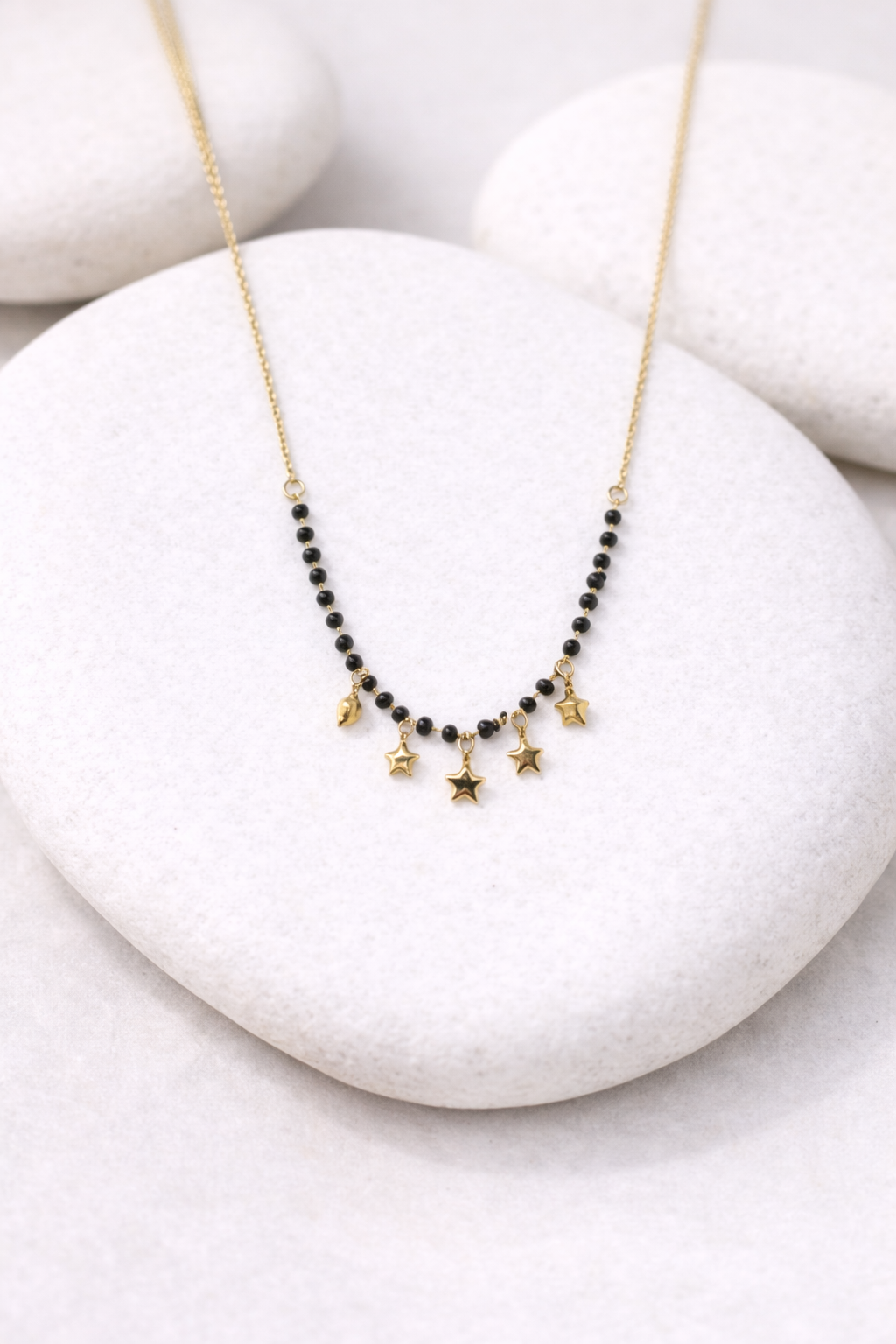 18kt Gold Polish Mangalsutra Necklace with Black Beads Anti-Tarnish & Anti-Allergic for Girls