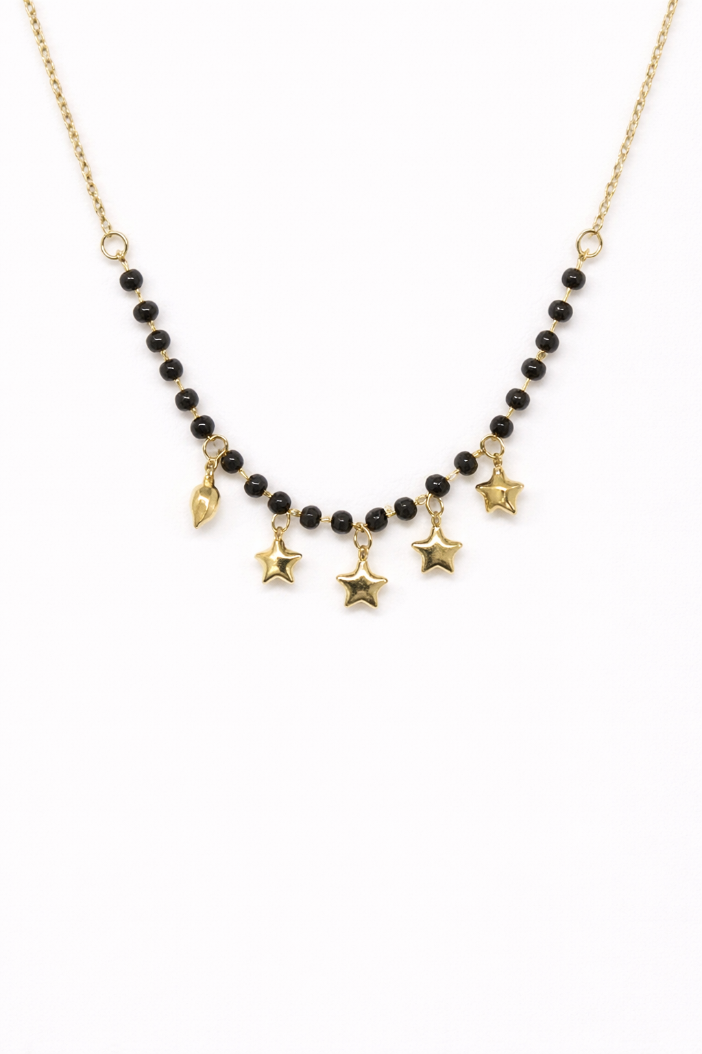 18kt Gold Polish Mangalsutra Necklace with Black Beads Anti-Tarnish & Anti-Allergic for Girls
