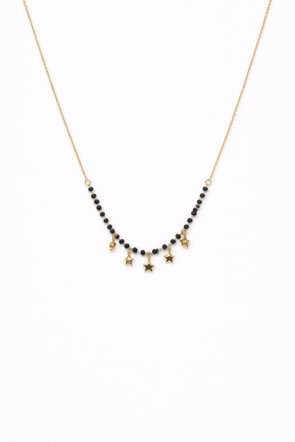 18kt Gold Polish Mangalsutra Necklace with Black Beads Anti-Tarnish & Anti-Allergic for Girls