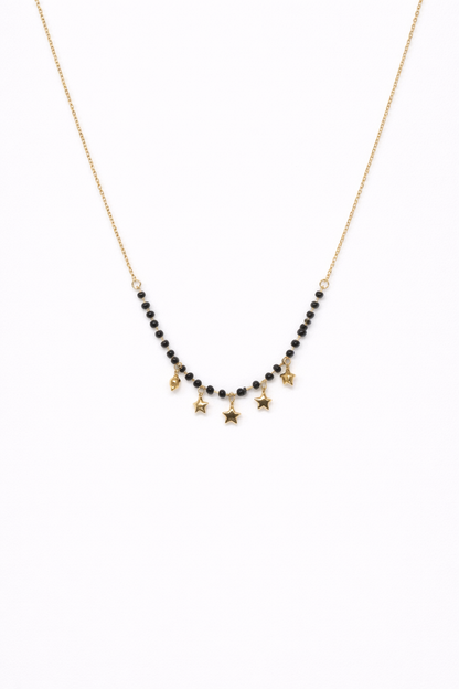 18kt gold polish mangalsutra necklace with black beads anti tranish anti allergic for girls