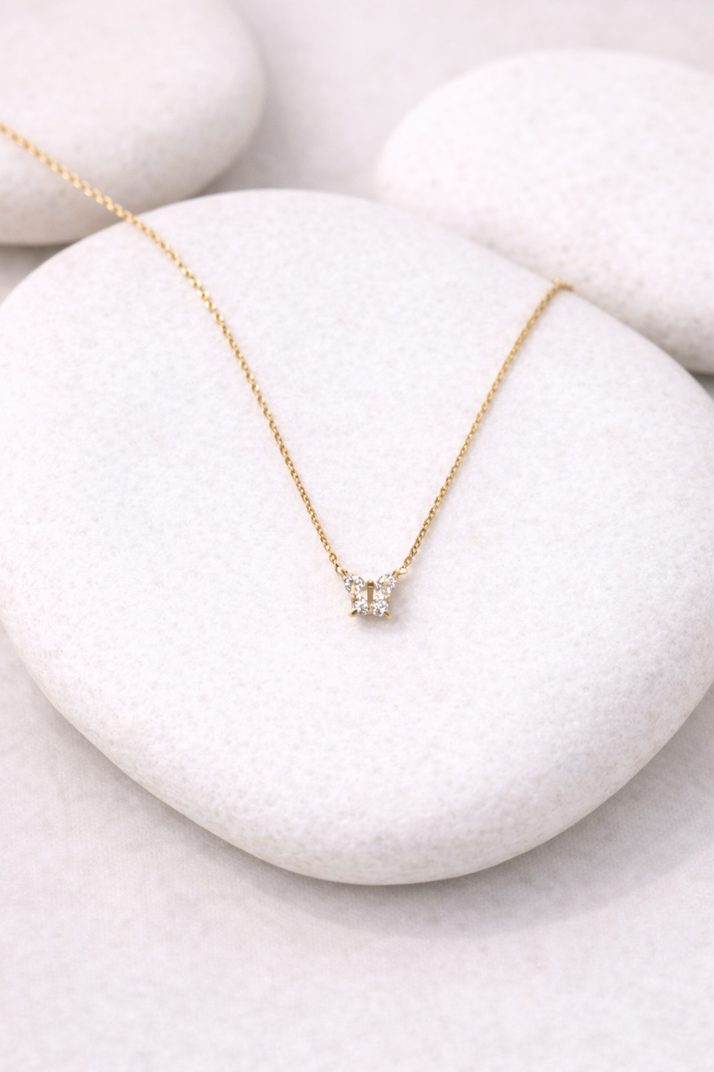 18kt Gold Polish Chain with Butterfly Pendant Anti-Tarnish & Anti-Allergic
