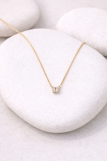 18kt gold polish chain with butterfly pendant anti tranish anti allergic