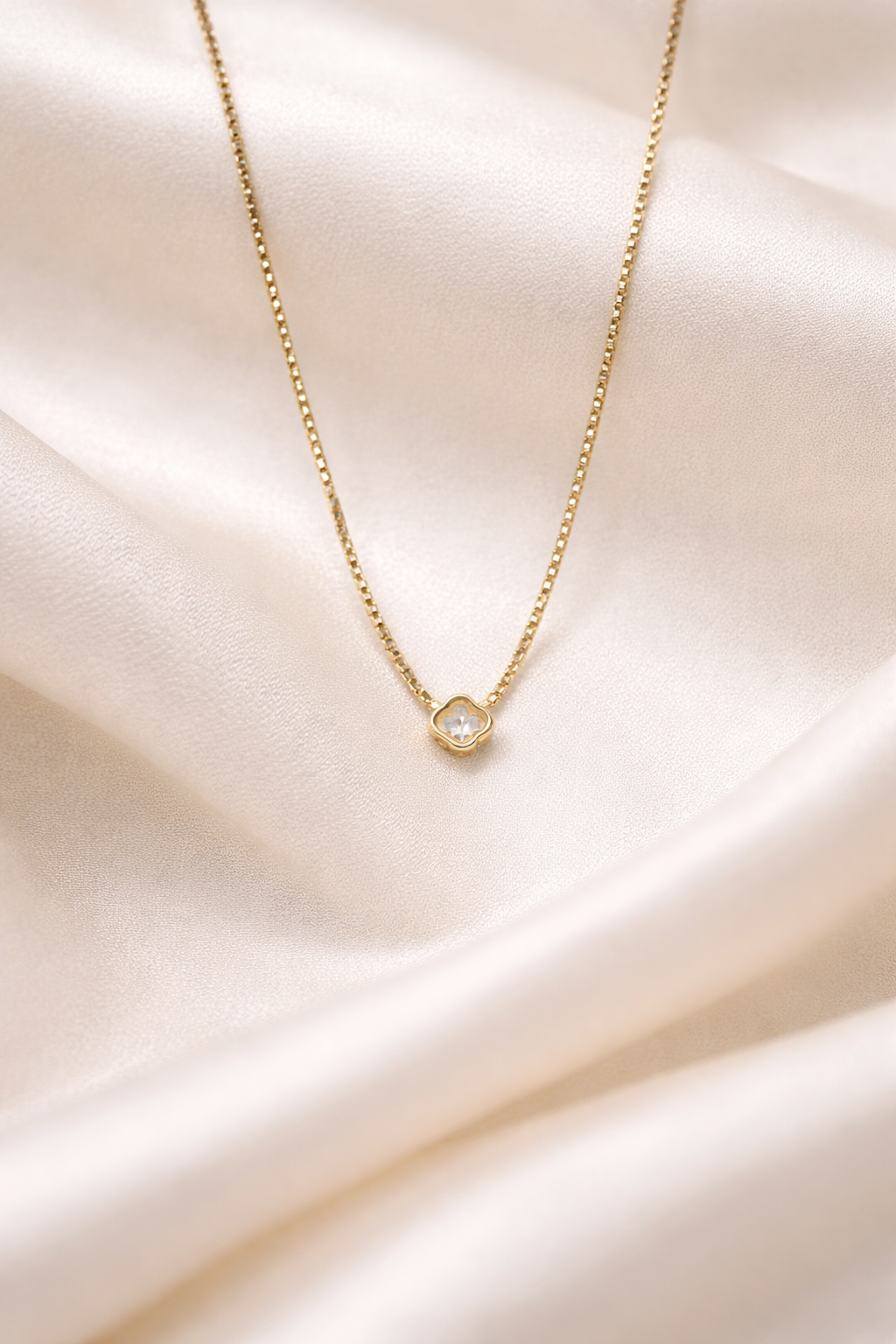 18kt Gold Polish Chain with Diamond Pendant Anti-Tarnish & Anti-Allergic