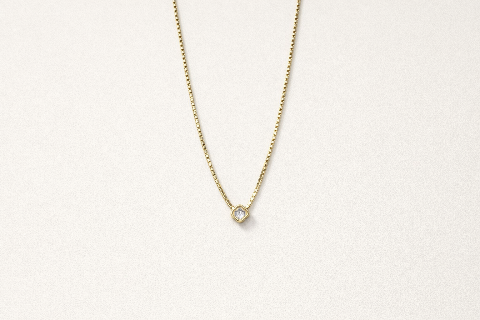 18kt Gold Polish Chain with Diamond Pendant Anti-Tarnish & Anti-Allergic