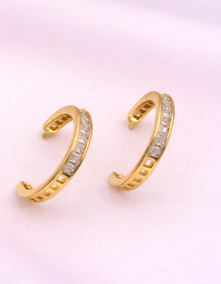 18kt gold polish earring with crystal anti tranish anti allergic for girls