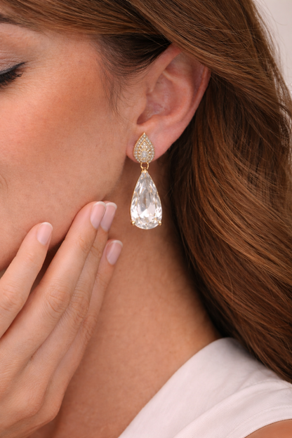 18kt gold polish earring with diamond & swarovski stone anti tranish anti allergic for girls