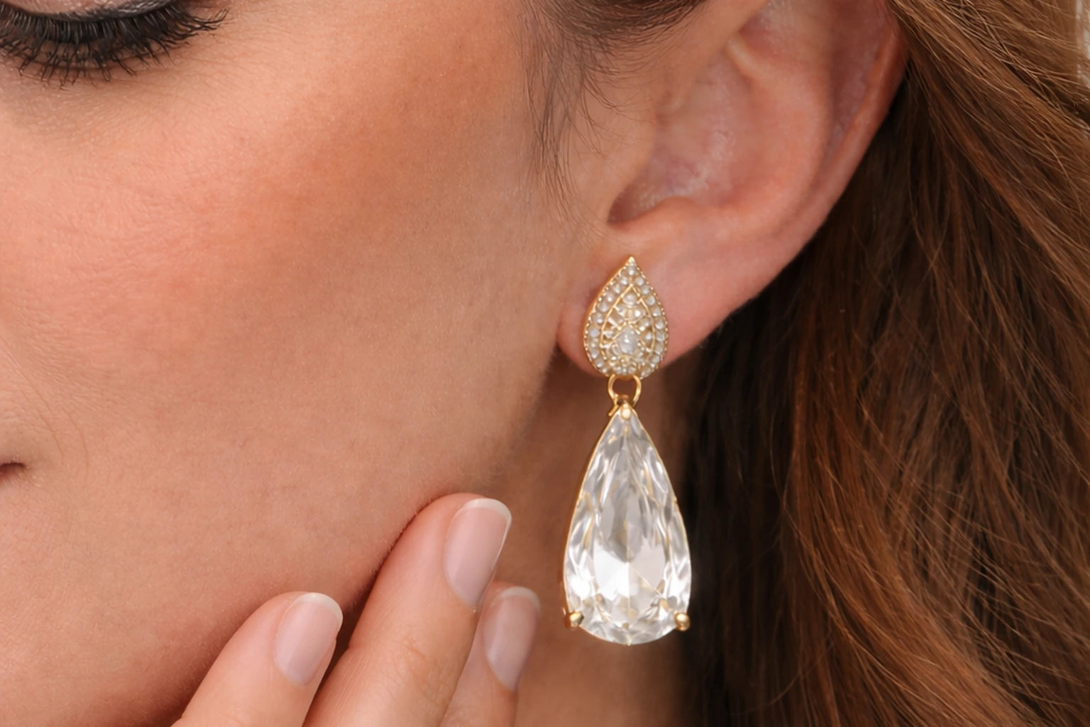 18kt Gold Polish Earring with Diamond & Swarovski Stone Anti-Tarnish & Anti-Allergic for Girls