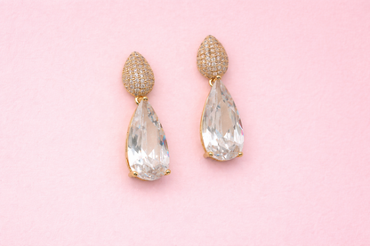 18kt gold polish earring with diamond & swarovski stone anti tranish anti allergic for girls