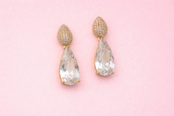 Earring with Diamond & Crystal Stone for Women – 18K Gold Plated