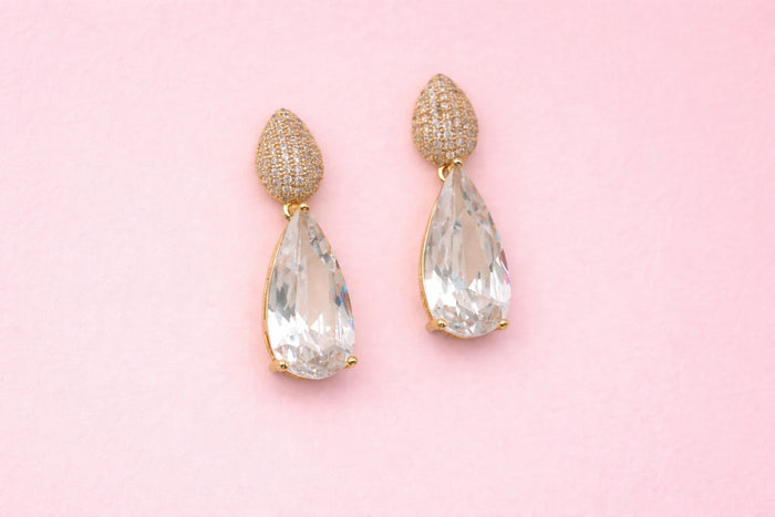 Earring with Diamond & Crystal Stone for Women – 18K Gold Plated