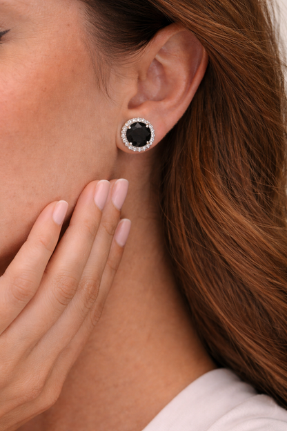 stainless steel silver polish earring with black stone anti tranish anti allergic for girls