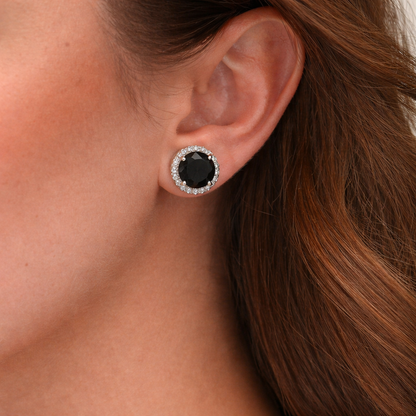 stainless steel silver polish earring with black stone anti tranish anti allergic for girls