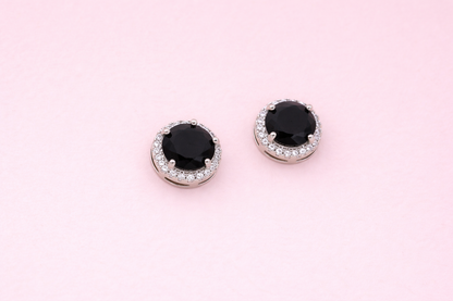 stainless steel silver polish earring with black stone anti tranish anti allergic for girls