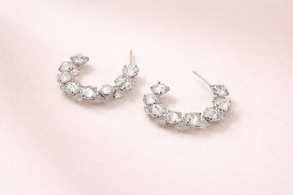 stainless steel silver polish earring with stone anti tranish anti allergic for girls