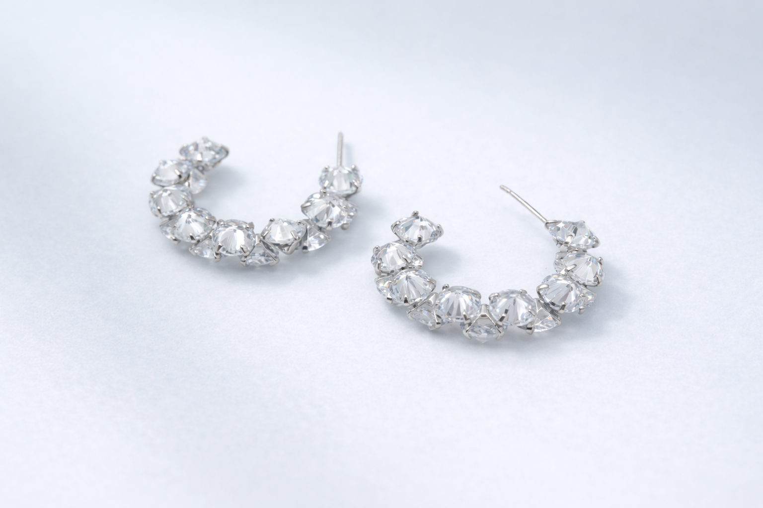 Stainless Steel Silver Polish Earring with Stone Anti-Tarnish & Anti-Allergic for Girls