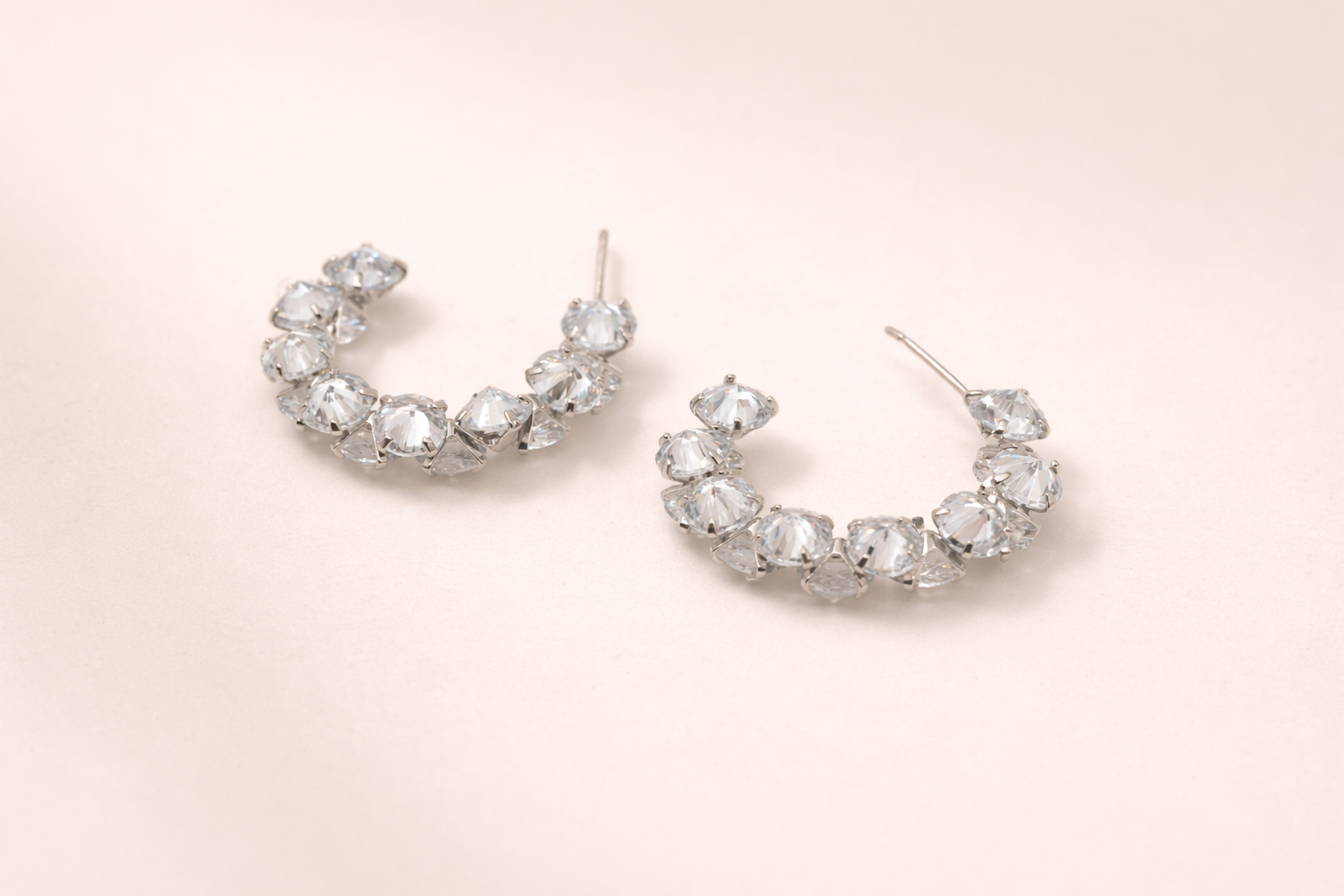 Stainless Steel Silver Polish Earring with Stone Anti-Tarnish & Anti-Allergic for Girls