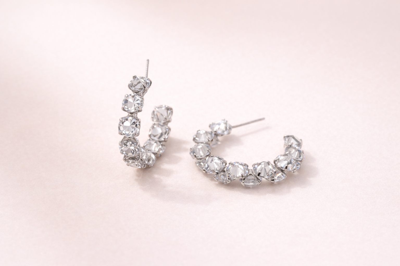 Stainless Steel Silver Polish Earring with Stone Anti-Tarnish & Anti-Allergic for Girls
