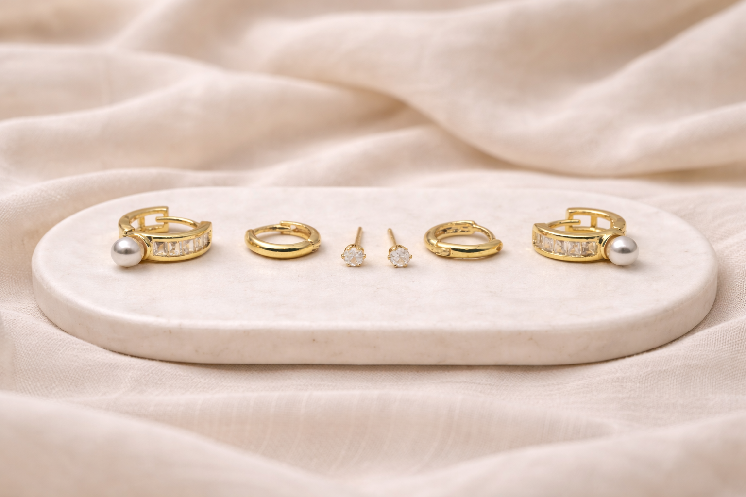 18kt Gold Polish Earring Set with Crystal Stone Anti-Tarnish & Anti-Allergic for Girls (Design 5)