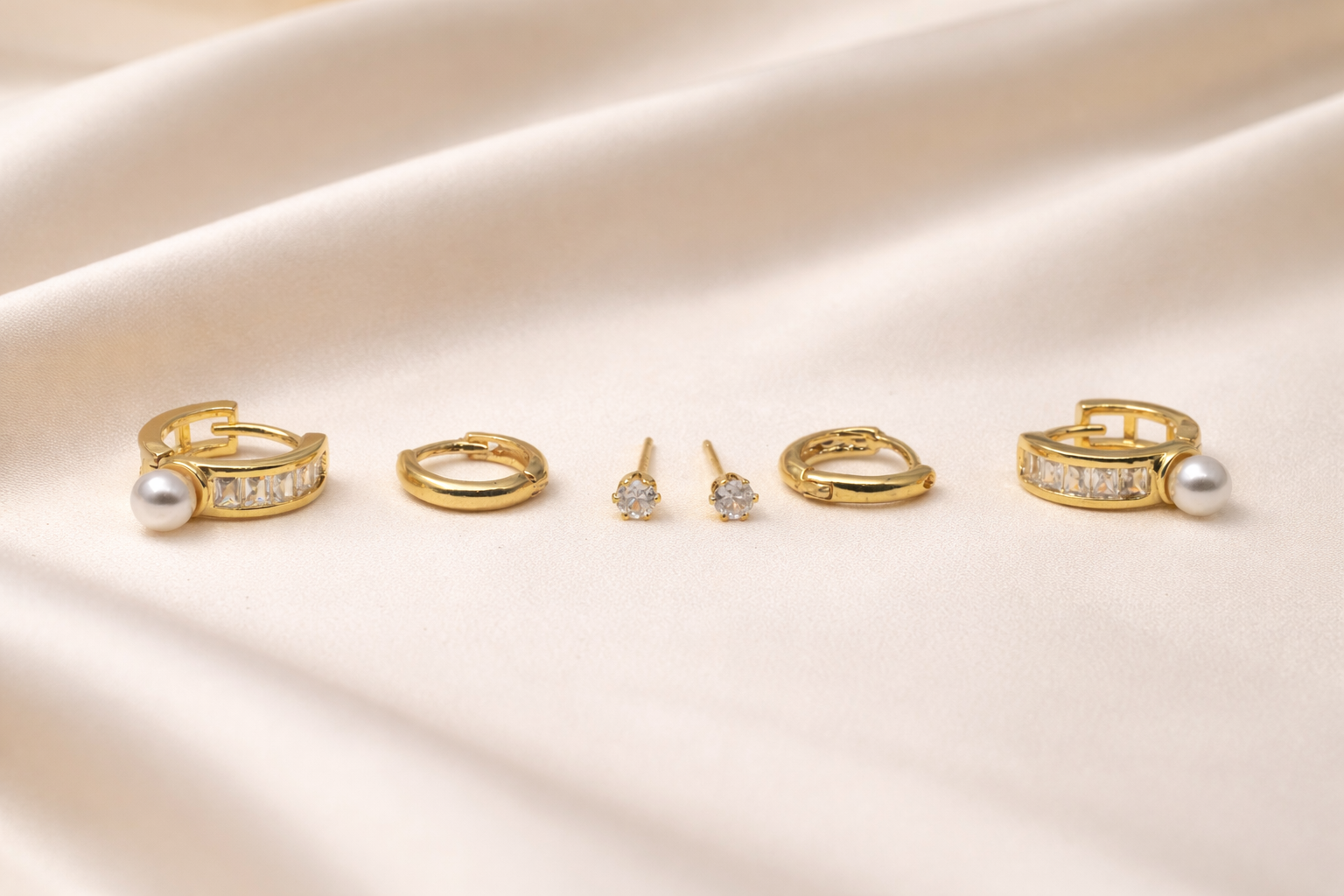 18kt Gold Polish Earring Set with Crystal Stone Anti-Tarnish & Anti-Allergic for Girls (Design 5)