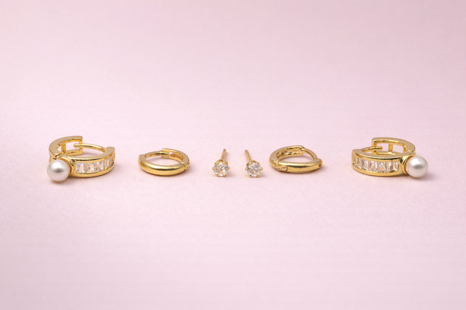 18kt Gold Polish Earring Set with Crystal Stone Anti-Tarnish & Anti-Allergic for Girls (Design 5)