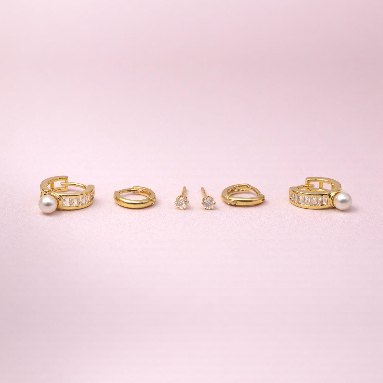 18kt Gold Polish Earring Set with Crystal Stone Anti-Tarnish & Anti-Allergic for Girls (Design 5)