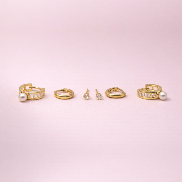 Earring Set with Crystal Stone for Women (Design 5) – 18K Gold Plated