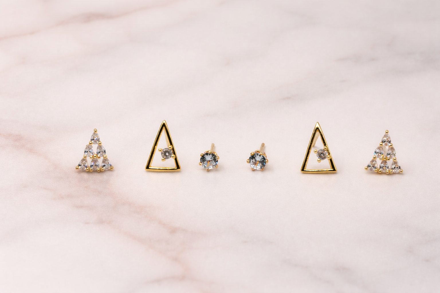 18kt Gold Polish Earring Set with Crystal Stone Anti-Tarnish & Anti-Allergic for Girls (Design 4)