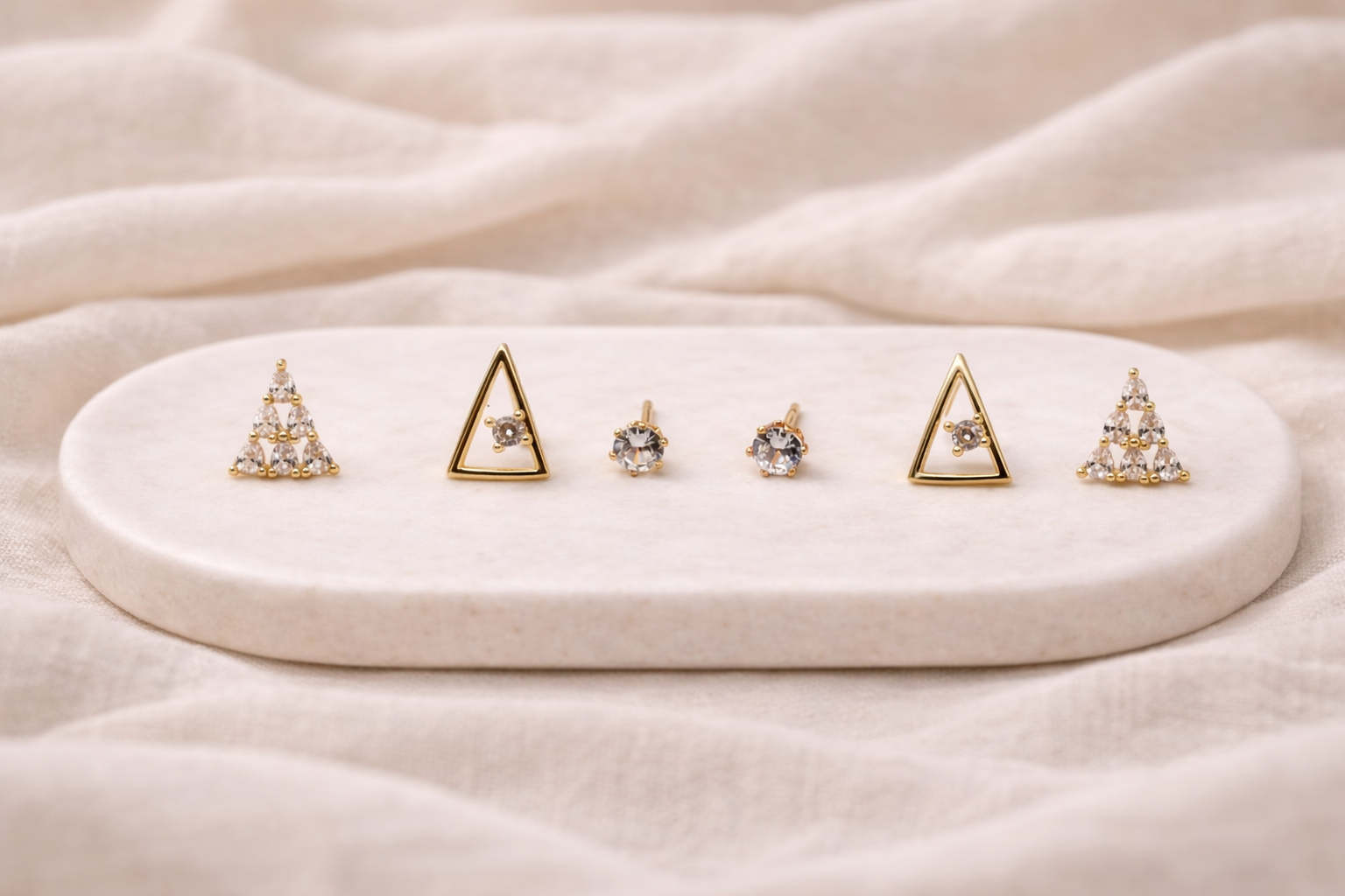 18kt Gold Polish Earring Set with Crystal Stone Anti-Tarnish & Anti-Allergic for Girls (Design 4)