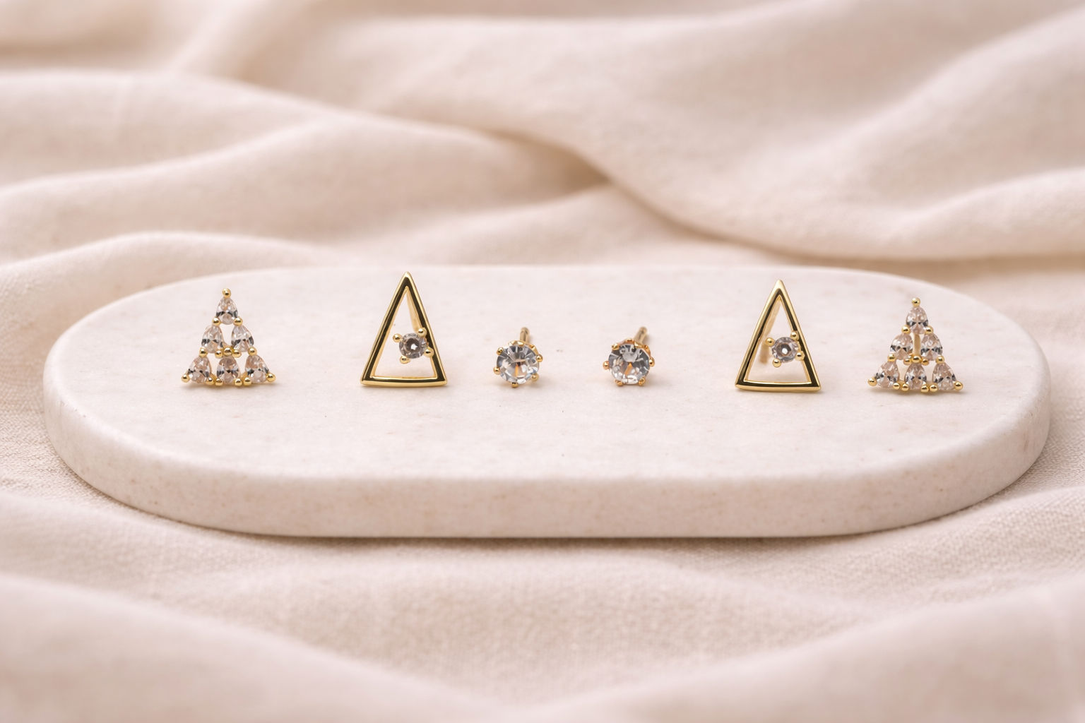 18kt Gold Polish Earring Set with Crystal Stone Anti-Tarnish & Anti-Allergic for Girls (Design 4)