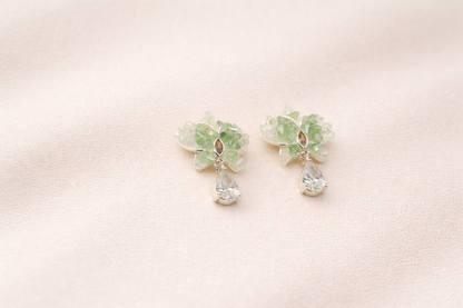stainless steel silver polish waith green gemstones & crystal anti tranish anti allergic for girls