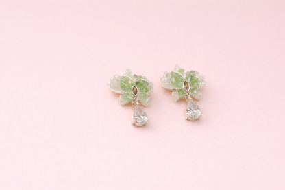 stainless steel silver polish waith green gemstones & crystal anti tranish anti allergic for girls