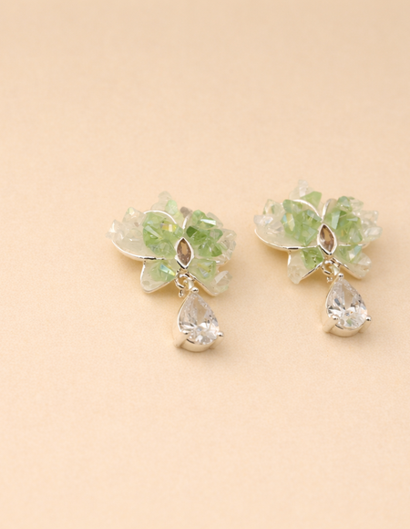 stainless steel silver polish waith green gemstones & crystal anti tranish anti allergic for girls