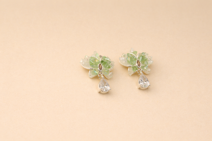 stainless steel silver polish waith green gemstones & crystal anti tranish anti allergic for girls