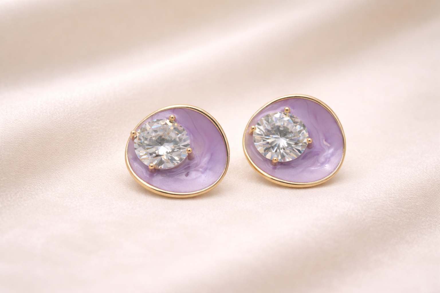 Stainless Steel Silver Polish Fancy Earring with Diamond Stone Anti-Tarnish & Anti-Allergic for Girls