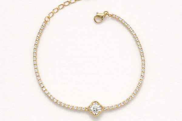 Gold Chain with Diamond Bracelet for Women – 18K Gold Plated