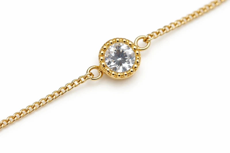 Gold Chain Bracelet with Diamond Pendant (Design 1)