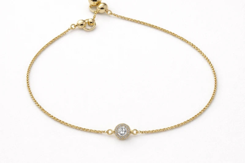 Gold Chain Bracelet with Diamond Pendant (Design 1)