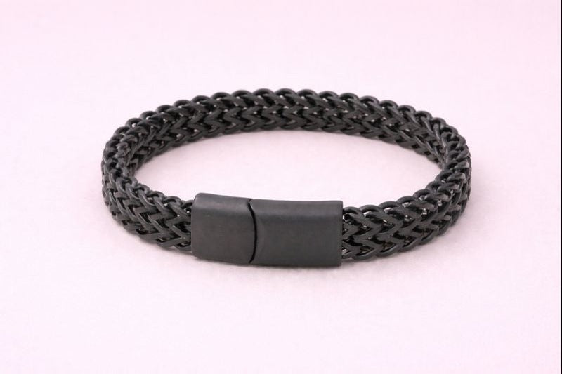 Stainless Steel Black Polish Matte Finish Bracelet for Men